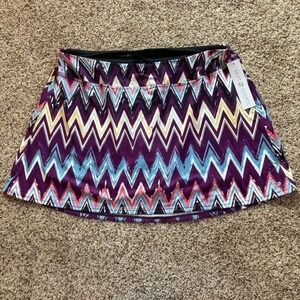NEW! Skirt Sports Athletic‎ Skort Women 2X Purple Zigzag Chevron Built-in Shorts